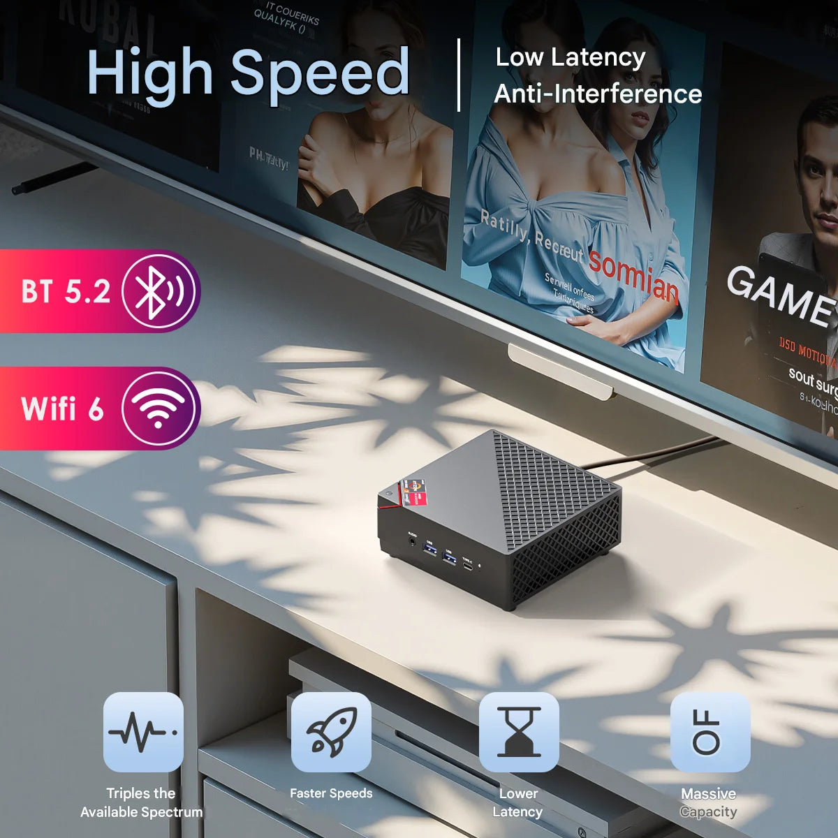 ACEMAGIC AM06Pro Mini PC Ryzen 7 5825U 16GB RAM 512GB SSD Turbo Boost up to 4.5GHz M.2 2230 WiFi 6+BT5.2 Supports 3-screen displ