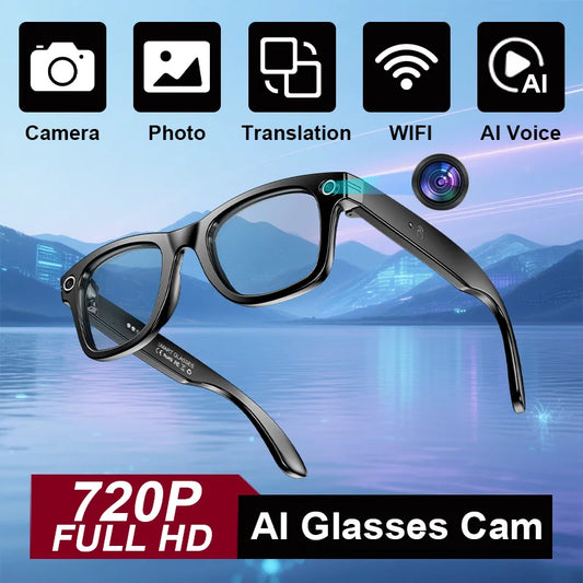 LIGE Smart Glasses 100W Pixel Camera Smart Glasses Camera Bluetooth Call Music Sunglasses AI Voice Assistant Video Sound Record