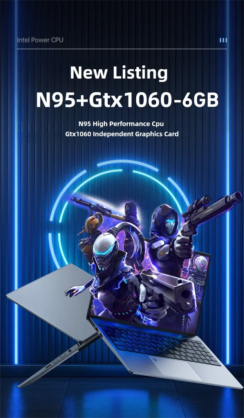 2025 12th Gen Intel Gaming Laptop 15.6" IPS HD Screen 16GB/32GB RAM NVMe PCI-e SSD NVIDIA GTX 1060 6GB GDDR5  Windows 11 Pro