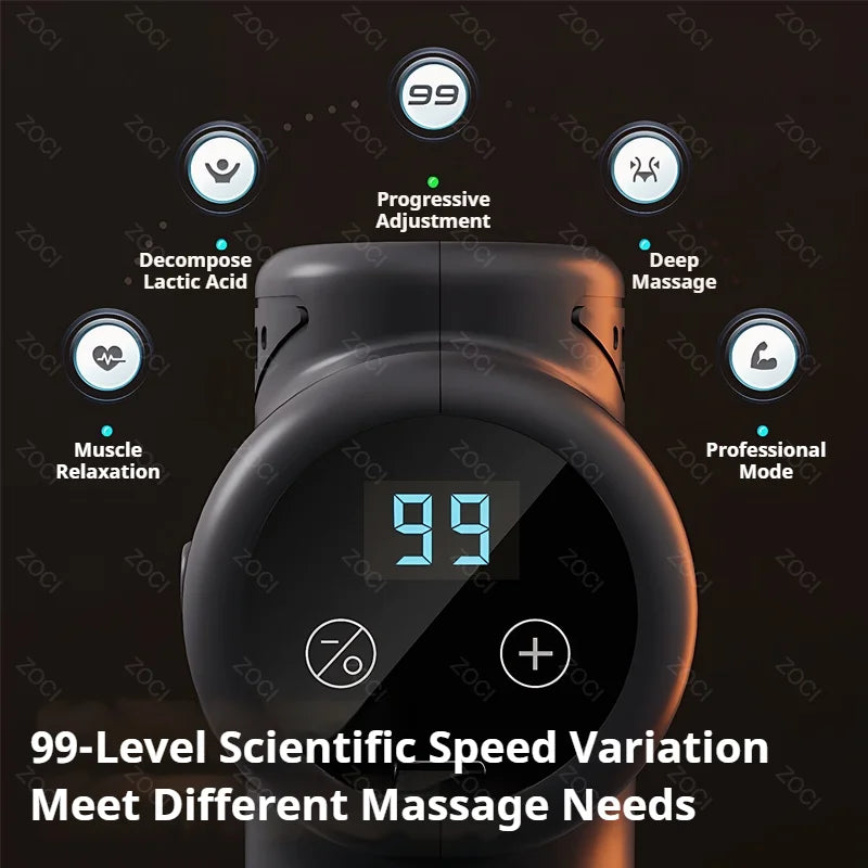 99 Levels Massage Gun Mini Deep Tissue Vibration Muscle Massager Portable Handheld Fascia Gun Digital Display Massager for Body