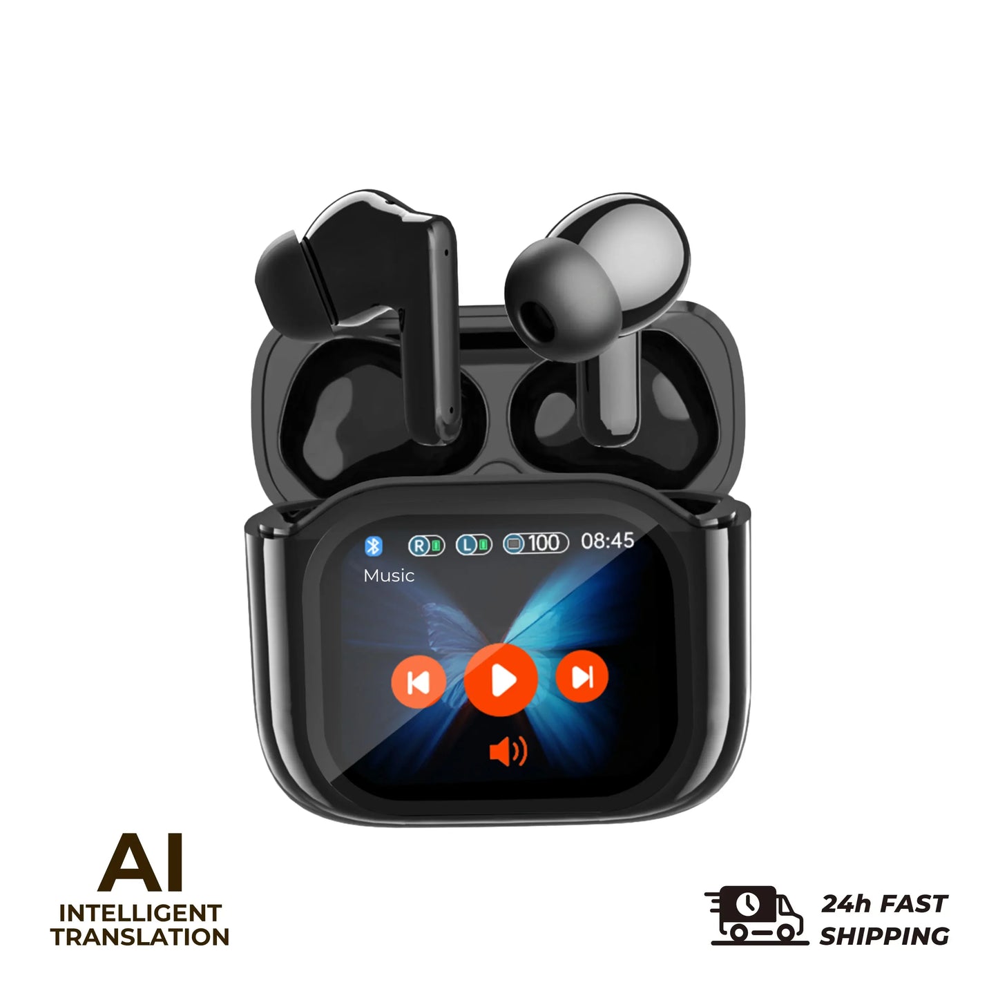 Touch Screen Translation Headphones 144 Languages Two-Way Real Time Translator Headsets Travel Business Bluetooth Earbuds