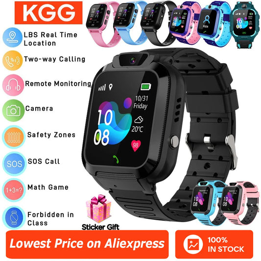 ﻿ 4G Sim Card 2G Internet Kids Smart Watch SOS Call LBS Location Child SmartWatch Camera Waterproof Phone Watch with Sticker