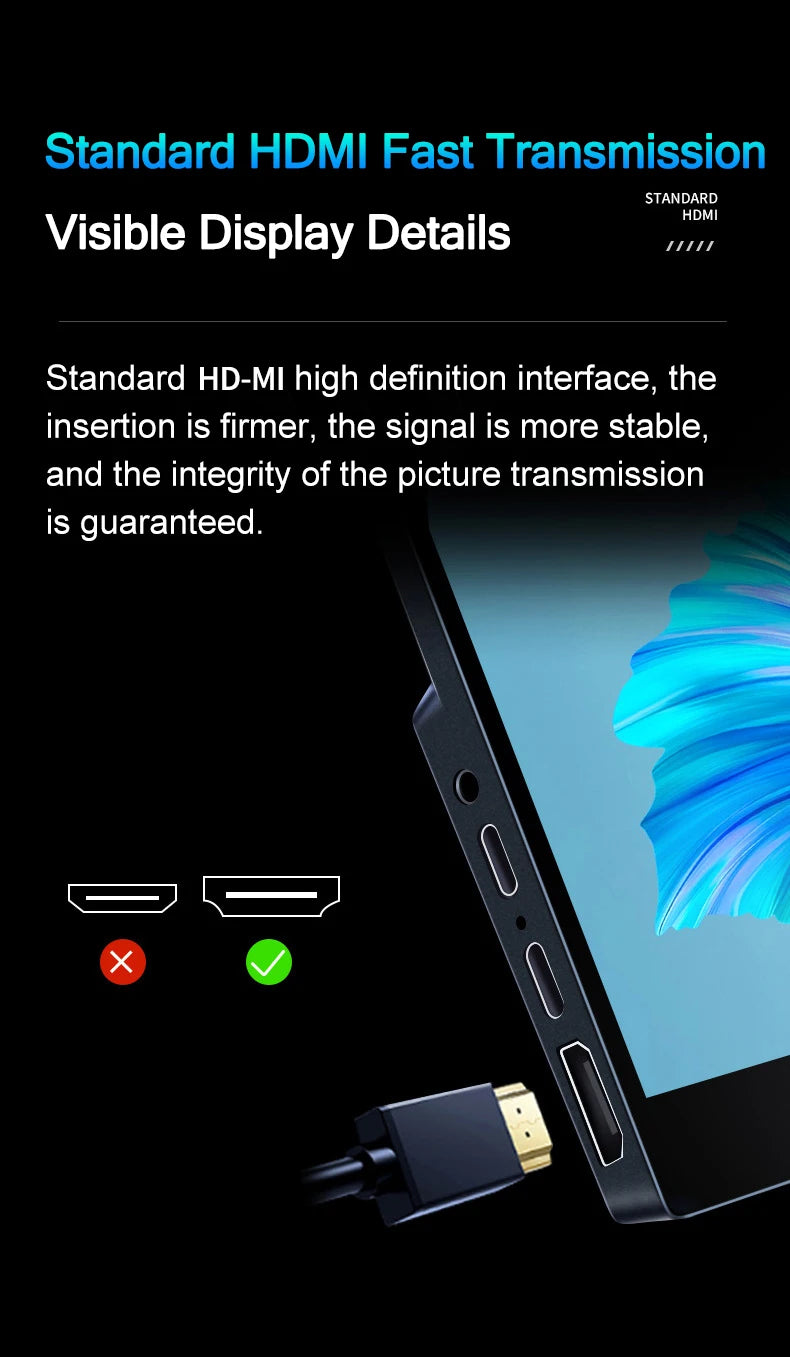 14/15.6 inch 1080p FHD Portable Monitor Touch Screen Dual Speakers HDR IPS 100%sRGB Gaming Display for Laptop Xbox PS4/5 Switch