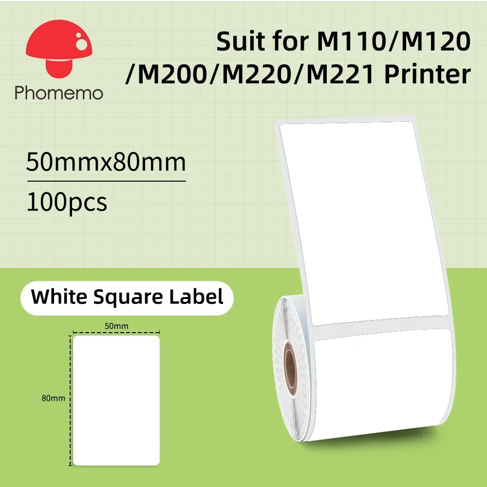 Phomemo M221 Label Printer Portable Thermal Maker Bluetooth Handheld Barcode QR Code Sticker Paper Rolls Labeller White 75mm Tag