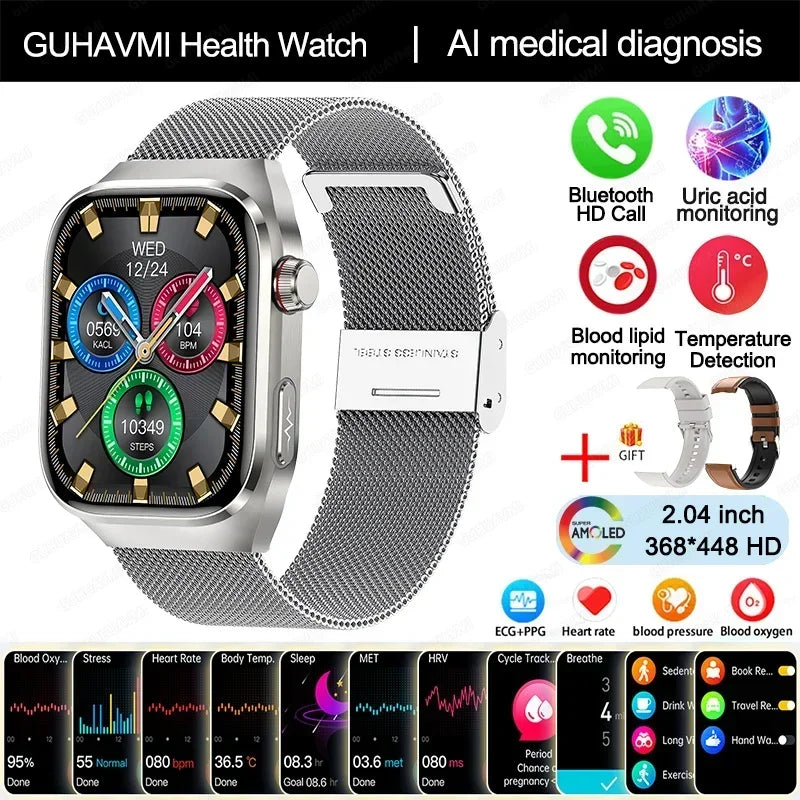 Xiaomi Blood Pressure Uric Acid Body Fat Smartwatch Micro Physical Examination Organ Health Watches Bluetooth Call Smart Watch
