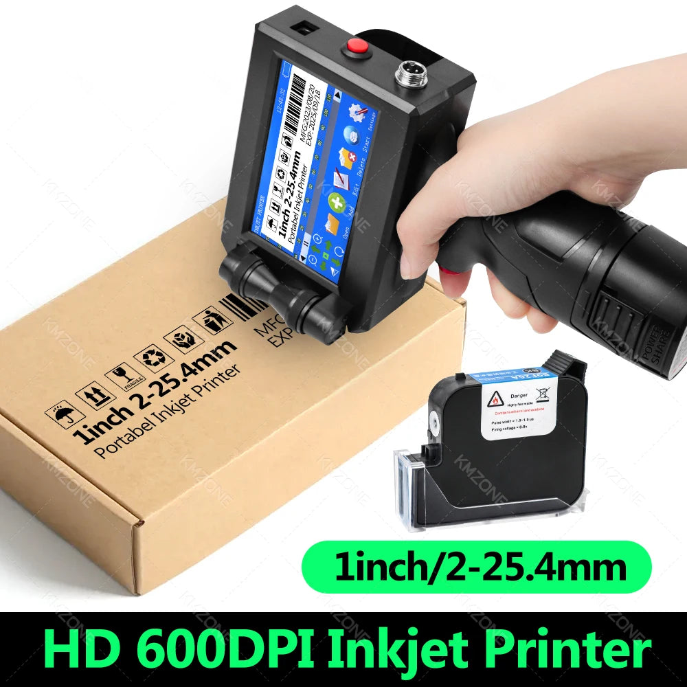 25.4mm Handheld Inkjet Printer Gun Portable For Metal Expiry Date Barcode QR Code Batch Numbers Best Value Logo Printing INKP195