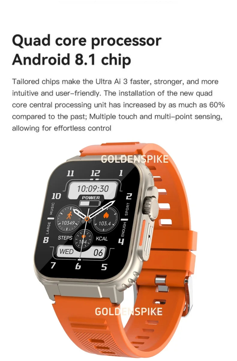 Microwear Ultra Ai3 Smartwatch 5G 180° Rotating Camera Google Play GPS WIFI 2.2inch Amoled HD Display 4G Calling Smartwatch Men