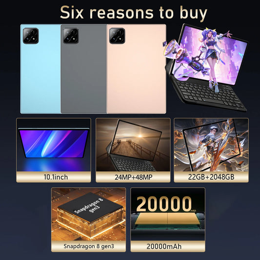 Original Pad 6S Pro Tablet 10.1 inch Android 14 Global Snapdragon 8gen3 22GB+2048GB 20000mah 5G Dual SIM WIFI HD Full Screen