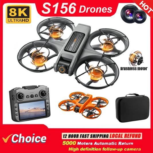 New Drones S156 GPS 8K Professional HD 360° Dual Cameras 5G WIFI Brushless Motors Obstacle Avoidance FPV Foldable Quadcopter Toy