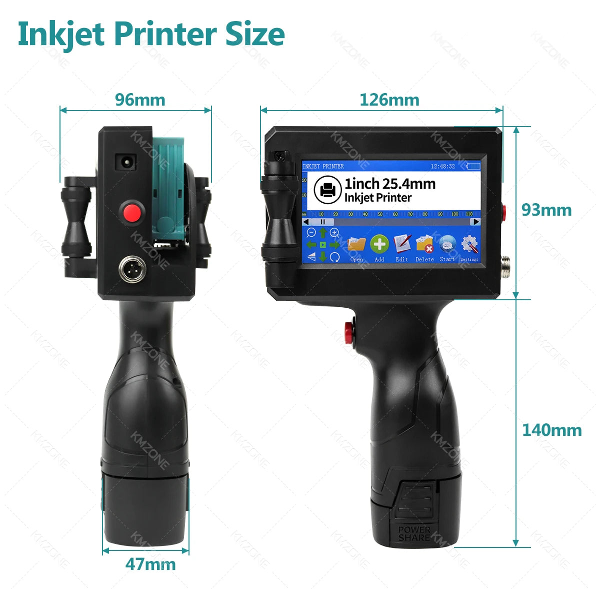 25.4mm Handheld Inkjet Printer Gun Portable For Metal Expiry Date Barcode QR Code Batch Numbers Best Value Logo Printing INKP195