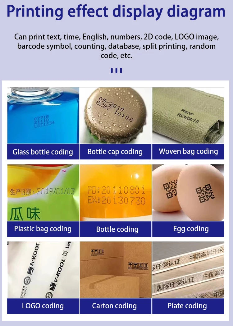 EURANNIT E19 12.7mm Portable Printer Handheld Thermal Inkjet Printer Portable Expire Date Counter QR Barcode Logo Coding Machine