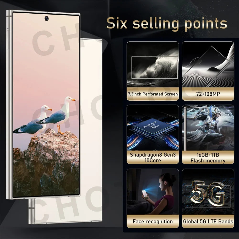 2025 Tablet 7.3 inch 16GB+1TB 4K 7800mAh Snapdragon Dual SIM GPS Tablets Panle For S24 Ultra Smartphone 5G Kids Tab PC Android