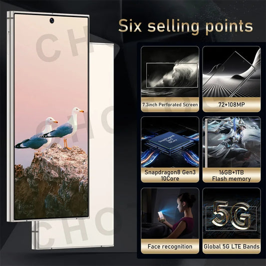 2025 Tablet 7.3 inch 16GB+1TB 4K 7800mAh Snapdragon Dual SIM GPS Tablets Panle For S24 Ultra Smartphone 5G Kids Tab PC Android