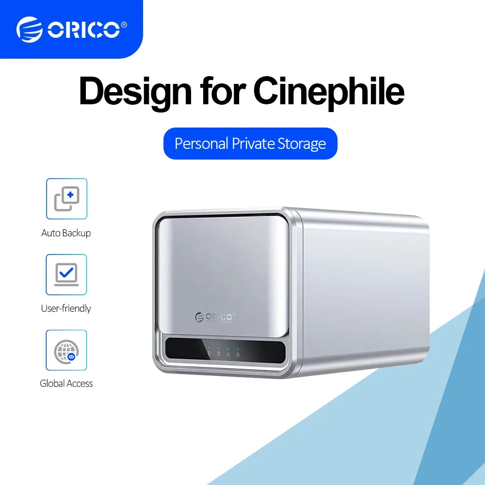 ORICO MetaCube Household Storage Type-C 3.5" HDD Case Dual-bay NAS with Automatic Backup Remote Access with Offline BT Download