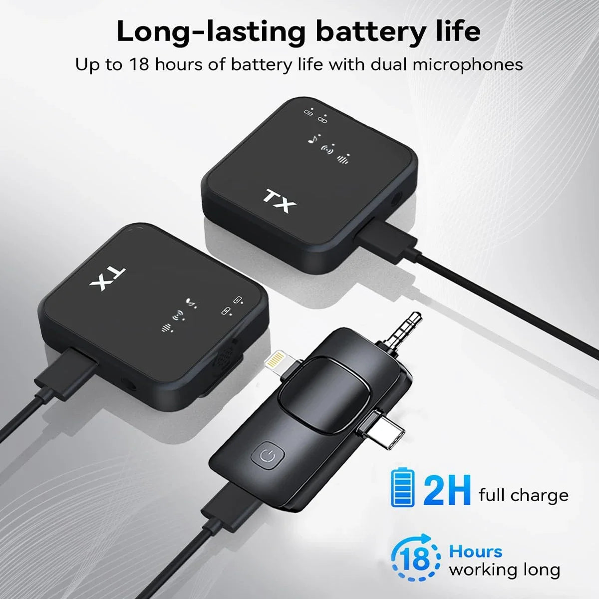 2IN1 Wireless Lavalier Microphone for Camera/iPhone/Android Broadcast Microphone for Video Recording Podcast Noise Reduction mic