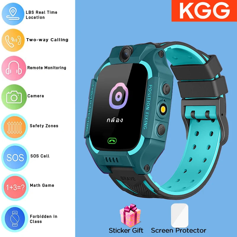 ﻿ 4G Sim Card 2G Internet Kids Smart Watch SOS Call LBS Location Child SmartWatch Camera Waterproof Phone Watch with Sticker