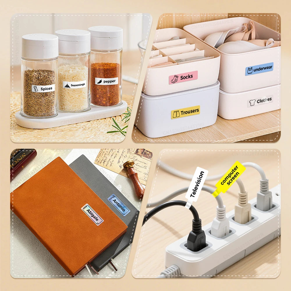 Portable Mini Label Printer D12 Bluetooth Inkless Thermal Printer Connect Phone Edit Printing Self Adhesive Sticker Labeller