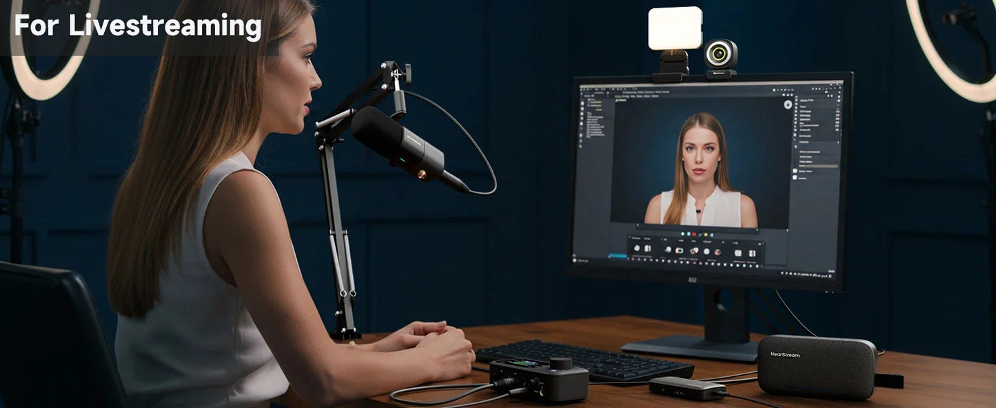 NearStream Dynamic XLR USB Mic Desktop Professional Microphone Plug-and-Play for Gaming Studio Streaming Podcast Recording pc