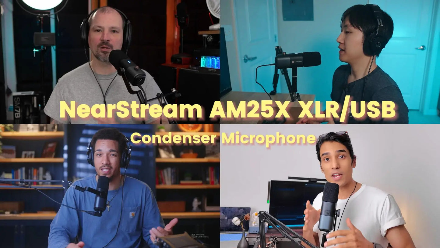 NearStream Condenser USB XLR Microphone Desktop Plug-and-Play Professional Mic pc for Gaming Streaming podcast studio Recording