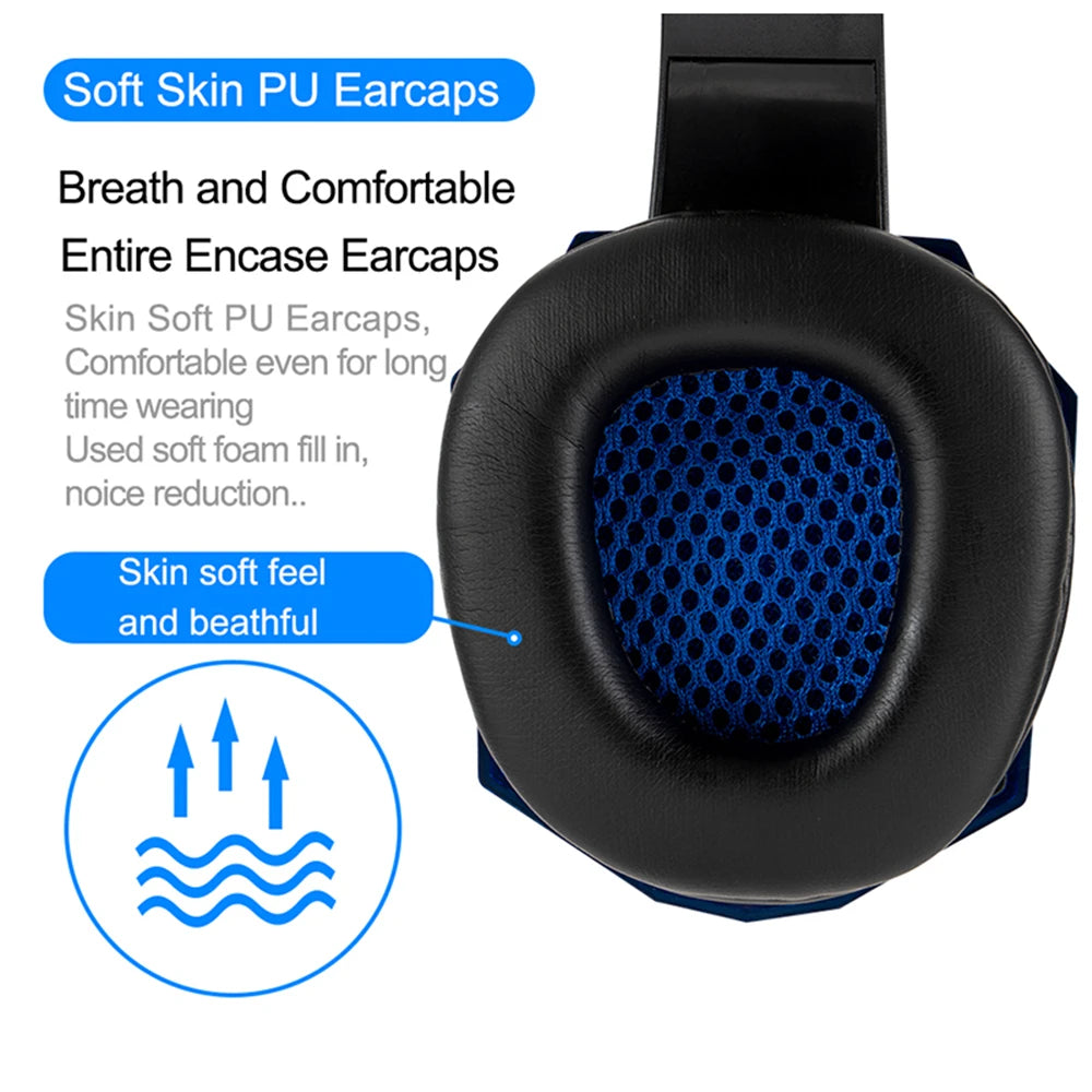 New Gaming Headphones Headset With LED Light Deep Bass Stereo Wired Gamer Earphone Mic for PS4 Xbox PC Laptop Phone One Switch