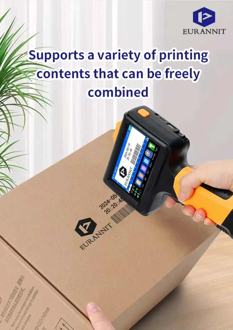 EURANNIT E19 12.7mm Portable Printer Handheld Thermal Inkjet Printer Portable Expire Date Counter QR Barcode Logo Coding Machine