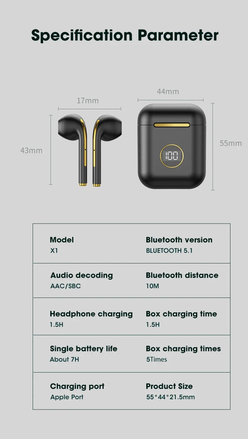 j18 NEW Upgrade Bluetooth 5.1 Earphone Wireless Headphone Stereo Earbuds Headset With Charging Box Microphone For xiaomi iphone
