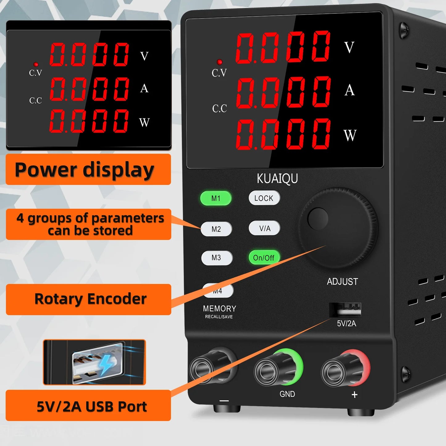 30V10A Programmable DC Power Supply Adjustable Bench Power Supply,M1-M4 Storage, Fast Output, Preset Voltage Current,60V 120V