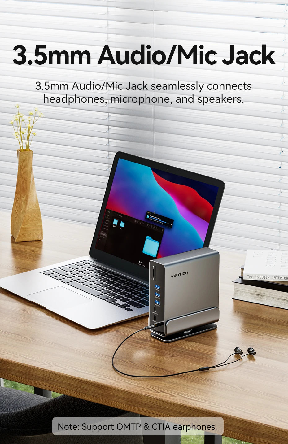 Vention 15 in 1 USB C Docking Station 4K HDMI Triple Monitor Hub USB 3.2 10Gbps RJ45 1000M 100W for Windows PC Laptop HP MacBook