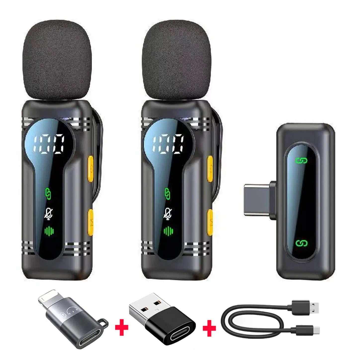 Professional Wireless Lavalier Microphone Noise Cancelling&Magnetic Portable Clip-on Mic for iPhone Android PC Live Interview