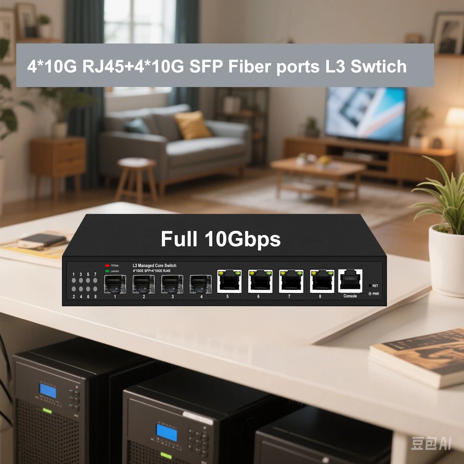 L3 managed Full 10Gbps 8 Ports Network Switch 4*RJ45 and 4*SFP+