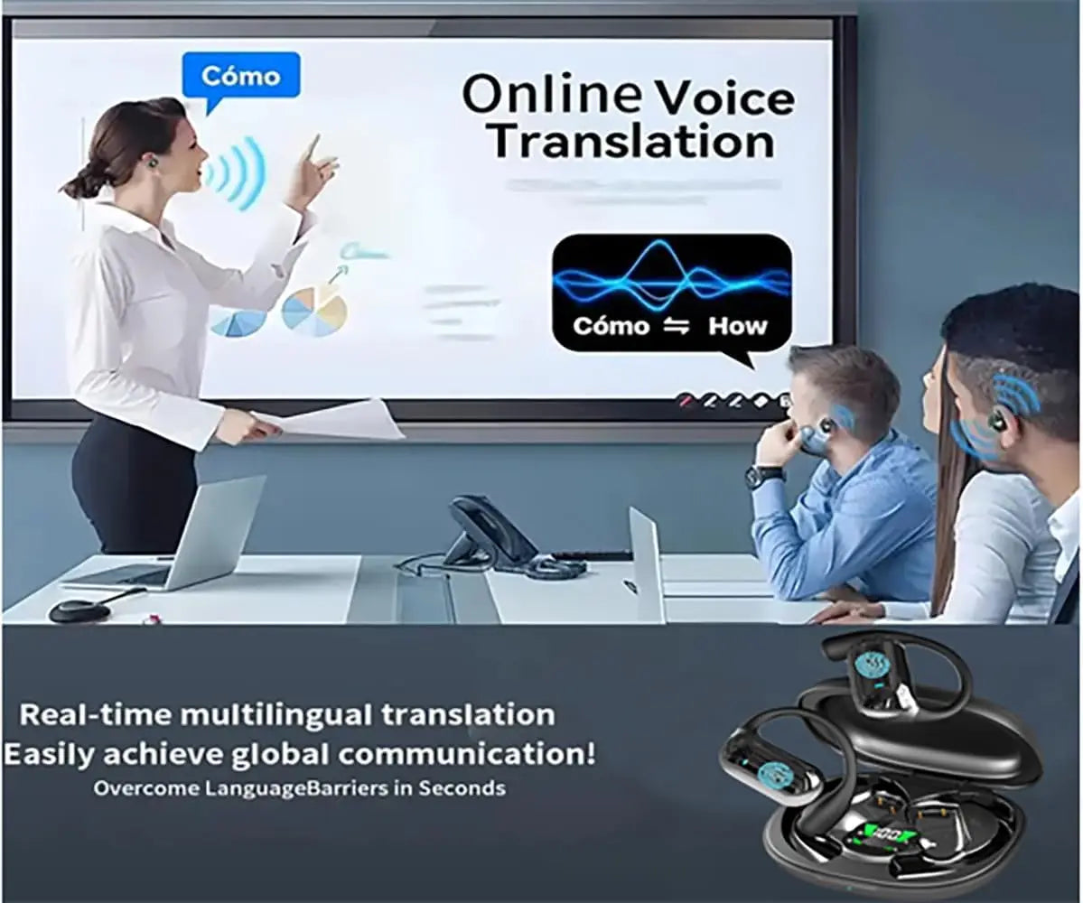 UYUXIO AI Language Translating Earbuds with 144 Languages Real Time Translator Earphone OWS Headphone Ear Buds for Business