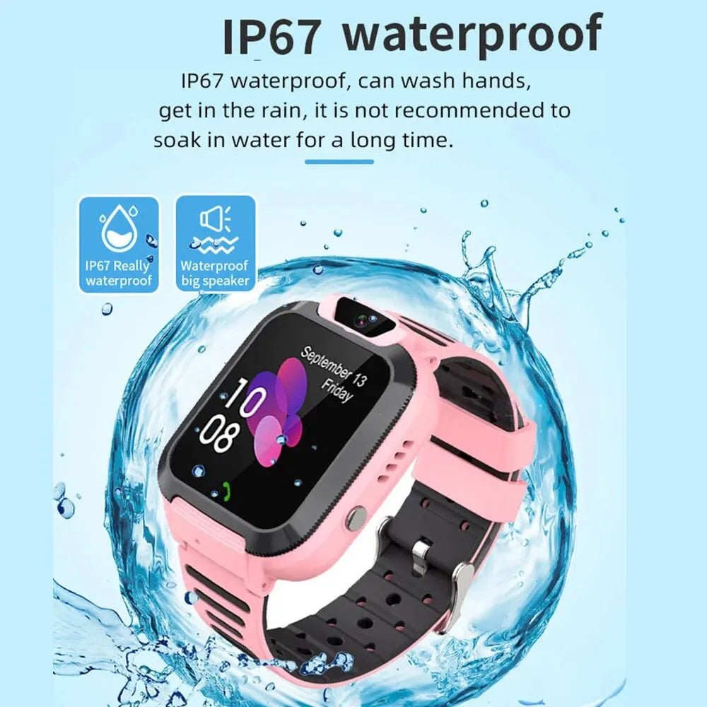 ﻿ 4G Sim Card 2G Internet Kids Smart Watch SOS Call LBS Location Child SmartWatch Camera Waterproof Phone Watch with Sticker