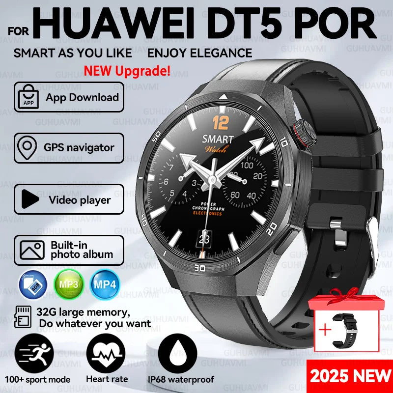 For HUAWEI GT 5 Pro 2025 New SmartWatches 32Gb Memory MP3&MP4 APP Download AGPS Navigation map Bluetooth call NFC SmartBracelet
