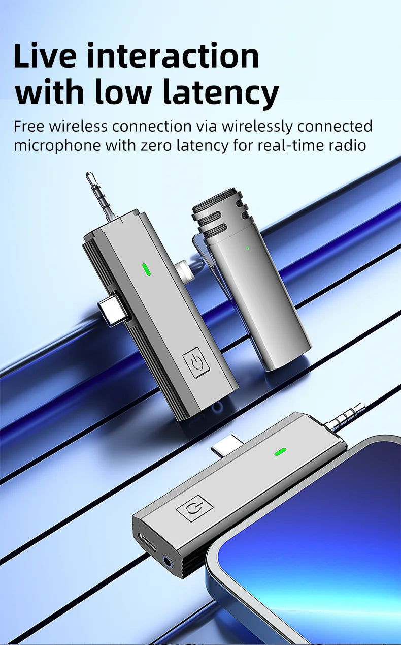 4 In 1 Lavalier Wireless Microphone Noise Reduction Professional Mic for Mobile Phone Camera Speaker Computer Live