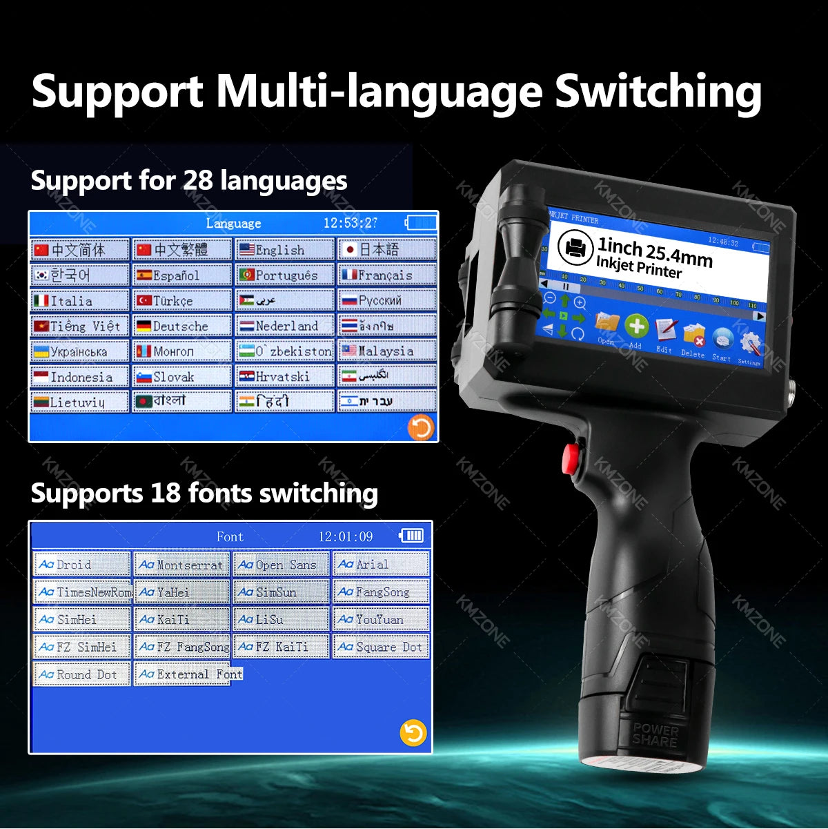 25.4mm Handheld Inkjet Printer Gun Portable For Metal Expiry Date Barcode QR Code Batch Numbers Best Value Logo Printing INKP195