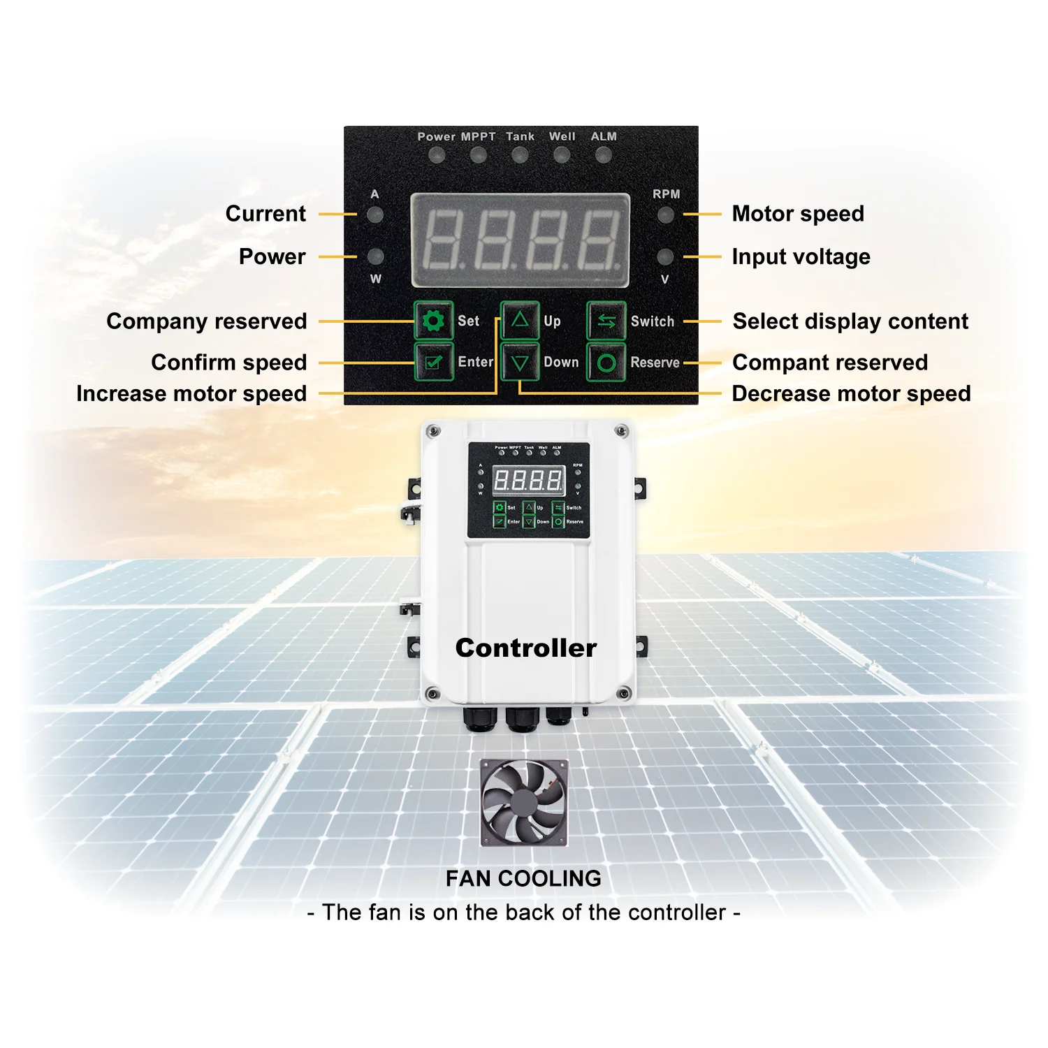 600W DC48V Solar Deep Well Pump with MPPT Controller 100% Stainless Steel Impeller Solar PV Submersible Pump 4"MaxFlow 7m³/H 40M