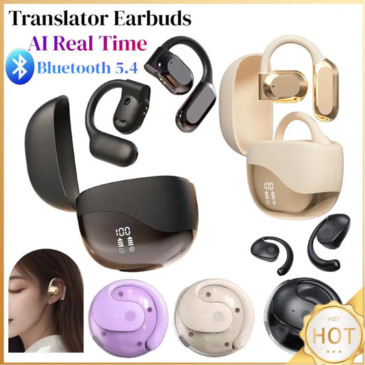 Auriculares de traducción 3 en 1, dispositivo de traducción Bluetooth 5.4 para aprendizaje de negocios