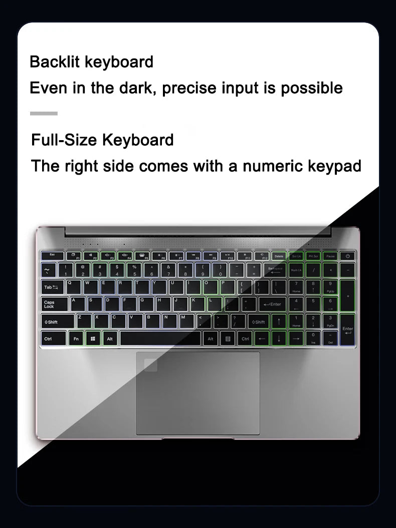 New Ultra Slim 15.6" Laptop N95 32GB RAM 2048GB SSD 7500mAh Battery  Notebook Gamer Office Study Computer PC Windows 11 Pro