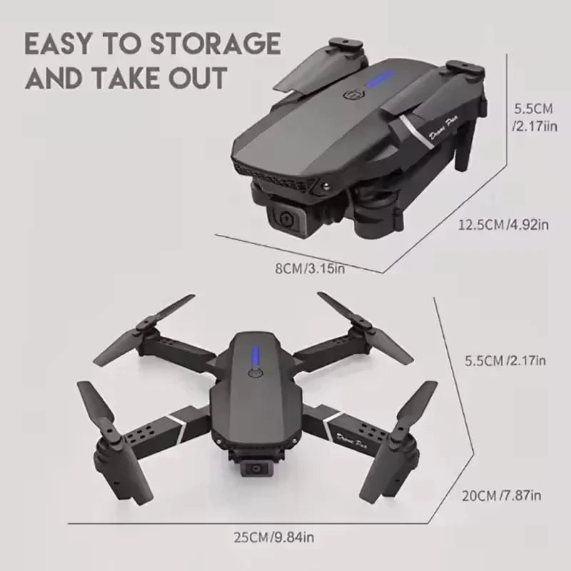 E88 Pro RC Drone WiFi FPV Height Hold Foldable Obstacle Avoidance 4K Wide-Angle HD Camera Quadrotor Helicopter Children's Toys