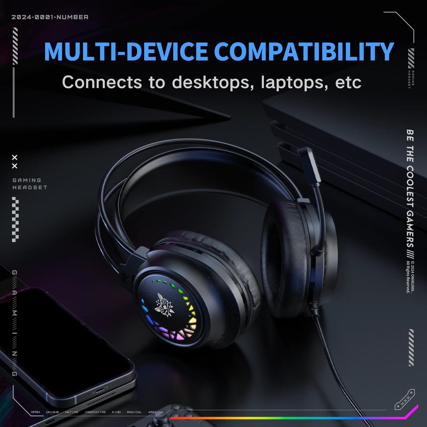 ONIKUMA X92 Gaming Headset Esports Package New FULL RGB Light Design Headphones with Mic Headphone for PC Gamer Game Accessories