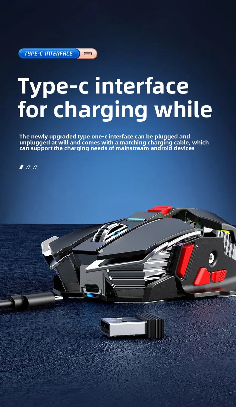 2025 New SC300 Wireless 2.4G Gaming Mouse RGB 3200dpi Rechargeable Silent Mechanical E-sports Mouse for Desktop Computer Laptop