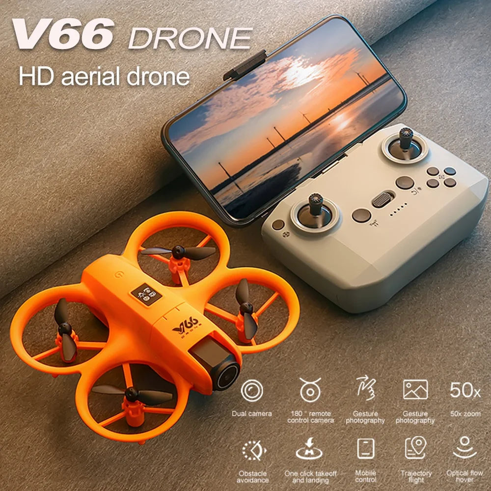 New V66 Mini Drone WIFI FPV Hover 4K Professional HD Camera Pocket Coloful Lights Dron Rc Plane Foldable RC Quadcopter Boy Toys