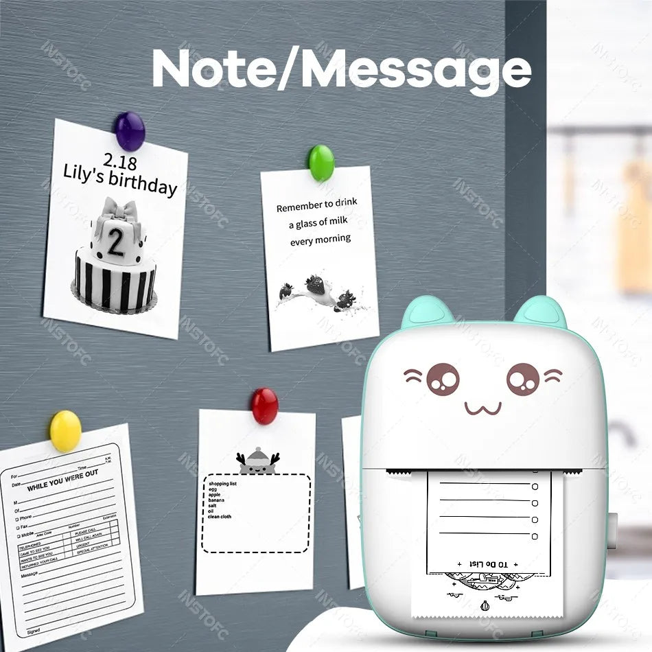 58mm Photo Label Portable Mini Thermal Printer Sticker Memo Tag Printing Cute Bluetooth Printer for IOS Android or 57mm Paper