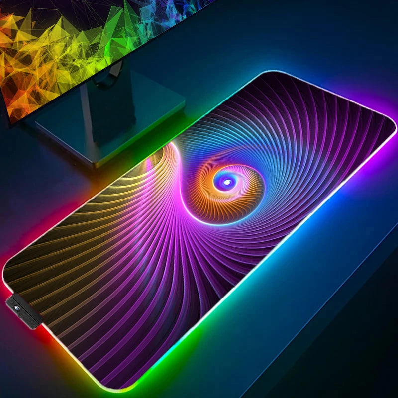 Cool Space Large RGB Mouse Pad Gaming XXL Mousepad LED Mause Pad Gamer Copy Mouse Carpet MausePad PC Desk Pad Mat with Backlit